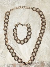 Heavyweight Goldtone and Faux Pearl Necklace &amp; Bracelet Set - 21&quot; and 7&quot; - £14.98 GBP