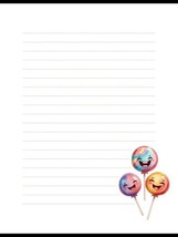 Lollipop Trio - Lined Stationery Paper (25 Sheets)  8.5 x 11 Premium Paper - £9.59 GBP