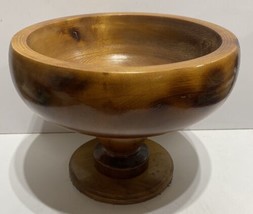 Vintage Mid Century Wooden MCM Pedestal Bowl Approx 9.5x7x6” - $64.34