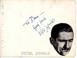 Peter Donald (d. 1979) Signed Autographed Vintage Autograph Page - £27.51 GBP