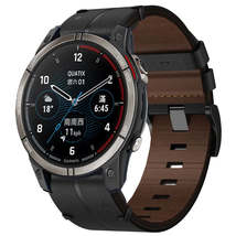 For Garmin Quatix 7 Pro 22mm Leather Textured Watch Band(Black) - £30.98 GBP