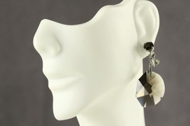 Vintage Estate Jewelry Silver Smoky Quartz Crystal Dangle Screwback Earrings - £19.45 GBP