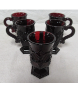 Set of 5 Avon Cape Cod Ruby Red 1876 Collection Footed 5&quot; Handled Mugs G... - $19.79