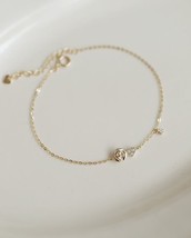 14ct Solid Gold Zirconia Diamond Rose-Heart Bracelet Sparkling,  14K Au585 - £126.01 GBP+