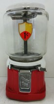 Atlas Round Candy/Peanut 1c Dispenser circa 1940&#39;s (red/white) - £309.96 GBP