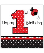 Lady Bug 1st Birthday Lunch Napkins Birthday Party Supplies 16 Per Package - $113.09 MXN