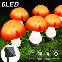6 Led Solar Power String Lights Outdoor Patio Pathway Decor Mushroom Fairy Lamp - £30.36 GBP
