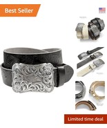 Stylish Women&#39;s 1-1/2&quot; Wide Floral Embossed Leather Belt - Multiple Colors - $1,025.82 MXN