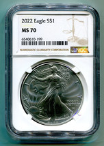 2022 T-2 American Silver Eagle Eagle Landing Ngc MS70 Brown Label Type Two Pq - £52.84 GBP