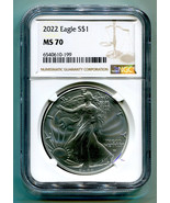 2022 T-2 AMERICAN SILVER EAGLE EAGLE LANDING NGC MS70 BROWN LABEL TYPE T... - £52.71 GBP