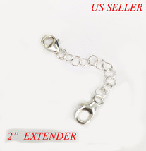 2&quot; Solid 925 Sterling Silver Round Link Extender Safety Chain Necklace Bracelet - £5.47 GBP