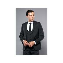 Men 3pc European Vested Suit WESSI J.VALINTIN Extra Slim Fit JV27 Black Stripe image 8