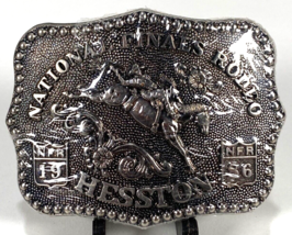 Hesston National Finals Rodeo Belt Buckle-Brass-Proffesional Cowboys-Vtg... - $22.44