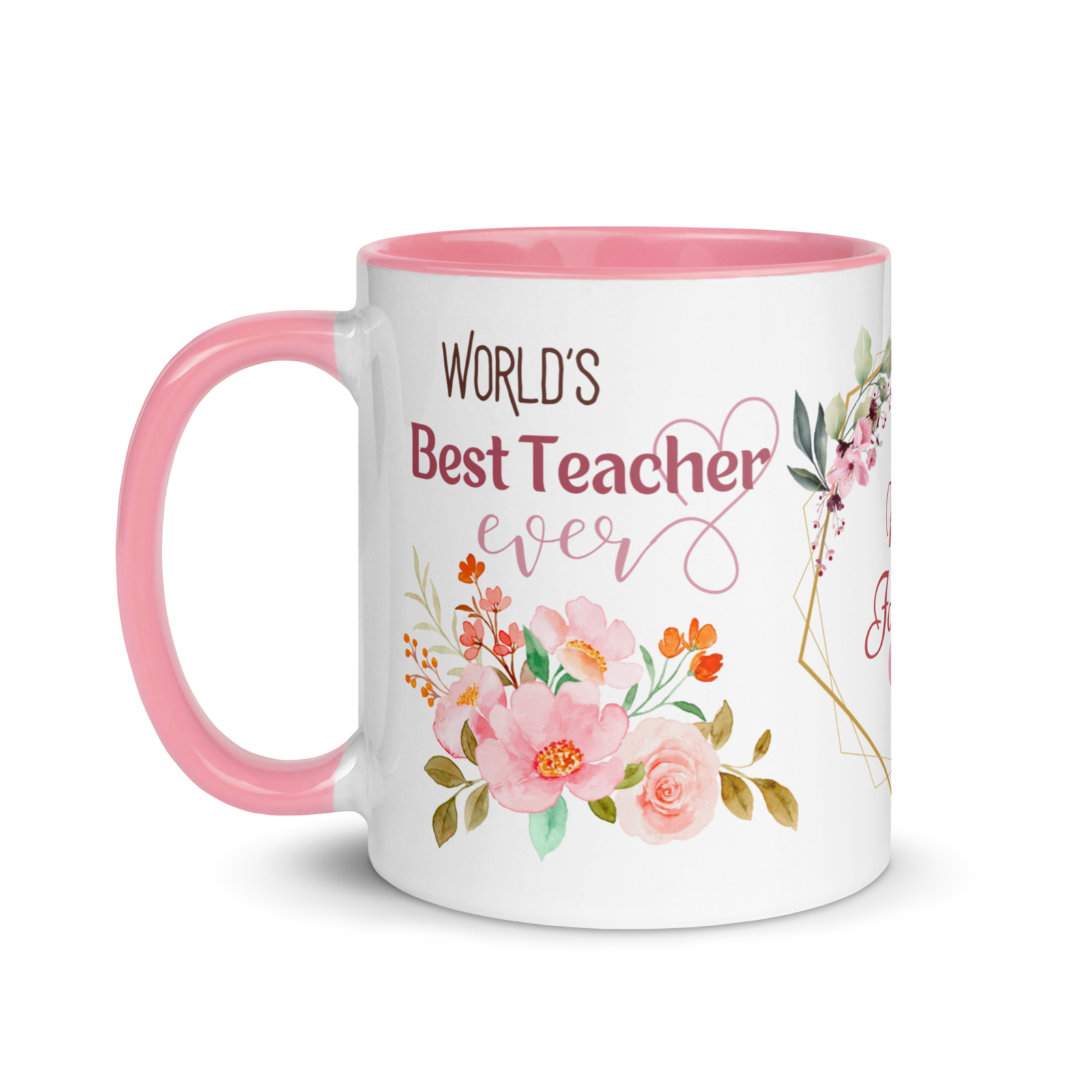 Personalized Coffee Mug 11oz | World's Best Teacher Ever Floral Themed - £23.17 GBP