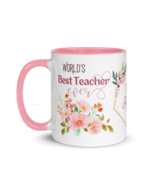 Personalized Coffee Mug 11oz | World&#39;s Best Teacher Ever Floral Themed - $39.98 CAD