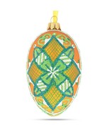 The Green Star Ukrainian Pysanka Glass Egg Ornament 4 Inches - £40.05 GBP