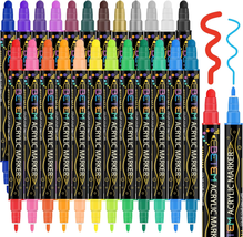 Betem 24 Colors Dual Tip Acrylic Paint Pens Markers, Premium Acrylic Paint Pens  - $18.08