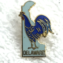Delaware Rooster State Shape Pin Vintage Metal Enamel Gold Tone - $10.05