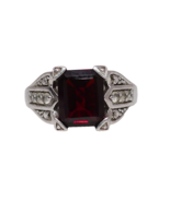 KH 925 Sterling Silver Diamond &amp; Garnet Ring Size 9 - $74.99