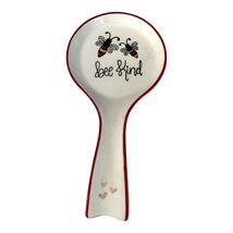 Fig &amp; Fern Bee Kind Ceramic Spoon Rest White Red Farmhouse Kitchen - $16.20