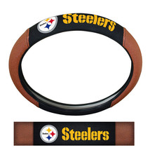Pittsburgh Steelers Steering Wheel Cover Premium Pigskin Style - $1,155.49 MXN
