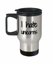 I Hate Unicorns Travel Mug Insulated Lid Funny Gift Idea For Car Coffee Tea 14oz - £18.17 GBP