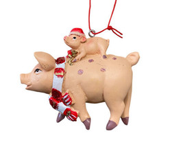 Kurt Adler Pink Pig and  Santa Piglet Resin Holiday Ornament NWT 3.25 in - £11.13 GBP