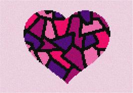 Pepita Needlepoint Canvas: Heart Stained Glass Pinks, 10&quot; x 7&quot; - £39.28 GBP+