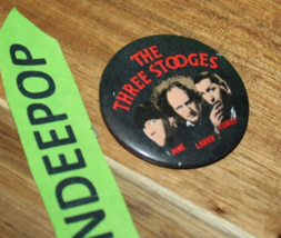 Vintage 1986 The Three Stooges Television Comedy Trio Round Button Pin - £11.82 GBP