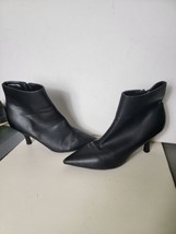 Ladies Party Shoes Synthetic Leather High Heels Zip Up Ankle Boots Black... - $24.50