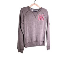 PINK VICTORIA&#39;S SECRET Size Small Gray Graphic Print Sweatshirt Crew Neck - £20.89 GBP