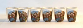 Set of 6 Shooter Shot Glass Porcelain White Gold Rim Victorian Girl Vintage - $381.17 MXN