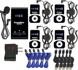 Ex-100 Audio Trans Wireless Tour Guide System Microphone Earphone For Ch... - £178.07 GBP