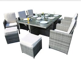 129inches X 76inches X 46inches Gray 11Piece Outdoor Dining Set with C - £2,663.14 GBP