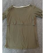 Bearsland Women&#39;s Nursing Top Olive Green Short Sleeve Size Medium - $214.25 MXN