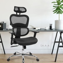 Dark Black Ergonomic Office Chair, High Back Mesh Chair Computer, Gaming Room. - £200.00 GBP