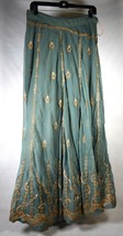 Antique Beads Gota Work Indian Cut Saree Sari Party Wear Skirt Teal Gold - £79.13 GBP