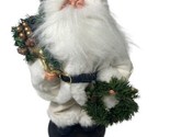KMart Trim A Home White Santa Claus with Wreath Figurine 12 inch on Base - £16.54 GBP