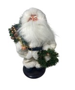 KMart Trim A Home White Santa Claus with Wreath Figurine 12 inch on Base - £16.26 GBP