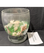 Round Glass Bowl filled with seashells &amp; green white seaglass decoration... - £45.96 GBP