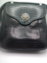 Brighton Saddle Flap Embossed Croc Leather Two Way Hand Bag Purse Crossbody - $29.03