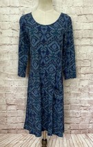 Fresh Produce Womens Ikat Dali Dress Xs Moonlight Blue Knit Cotton Pockets New - $49.00