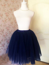 Navy Blue Knee Length Tulle Skirt Outfit Plus Size Tulle Ballerina Skirt Outfit image 3