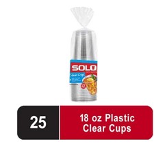 Solo Disposable Plastic Cups, Clear, 18 Oz., 25 Count - £8.46 GBP