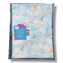 Vintage American Greetings Blue Baby Boy Birthday Shower Gift Wrap Paper... - £7.80 GBP