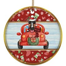 hdhshop24 Funny Miniature Bull Terrier Dog Ride Car Ornament Gift Pine Tree Deco - £15.51 GBP