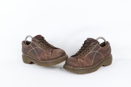 Vintage Dr Martens Womens 8 Goth EDM Floral Flower Chunky Platform Leather Shoes - £197.76 GBP