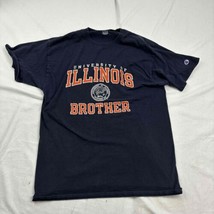 Champion Mens Graphic T-Shirt Navy University Illinois Brother Crew Neck Large L - £14.31 GBP