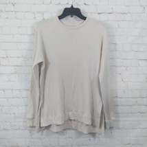 American Eagle Sweater Womens Small Ivory Waffle Knit Crew Neck Tunic Pullover - £19.62 GBP