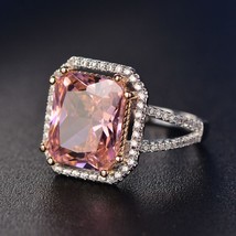 Charms Pink Quartz Wedding Rings Women&#39;s 925 Sterling Silver Jewelry Ring Romant - £9.42 GBP